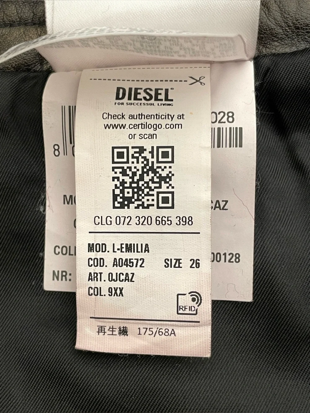 Diesel L-Emilia Skirt Brown  Cowhide Leather, Aged